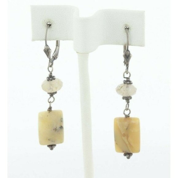 Sterling Silver Quartz and Agate Dangle Drop Earrings - Picture 4 of 8